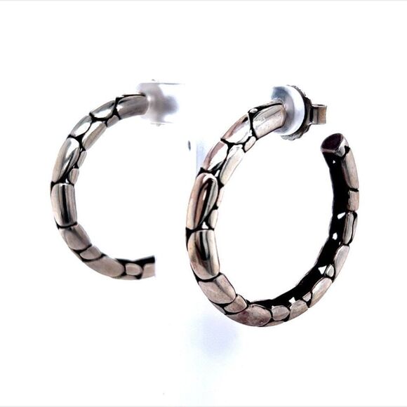 John Hardy Estate Pebble Hoop Earrings Sterling Silver JH21 - Picture 6 of 7